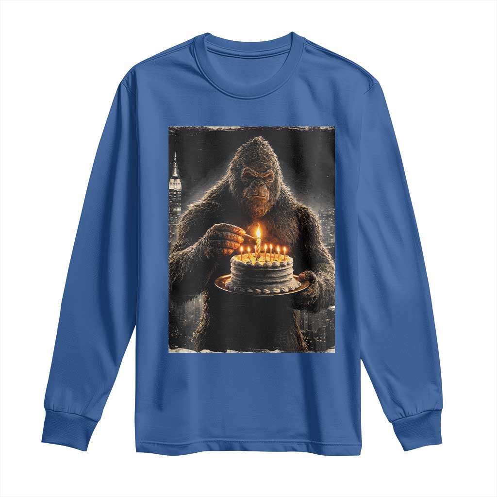 Funny Birthday Bigfoot Long Sleeve Shirt Sasquatsch Bday Party Vintage Graphic Japanese Art