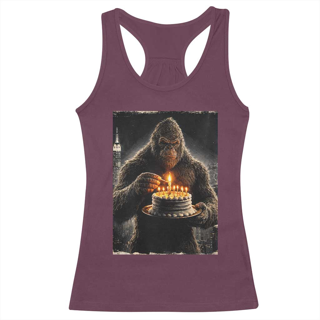 Funny Birthday Bigfoot Racerback Tank Top Sasquatsch Bday Party Vintage Graphic Japanese Art