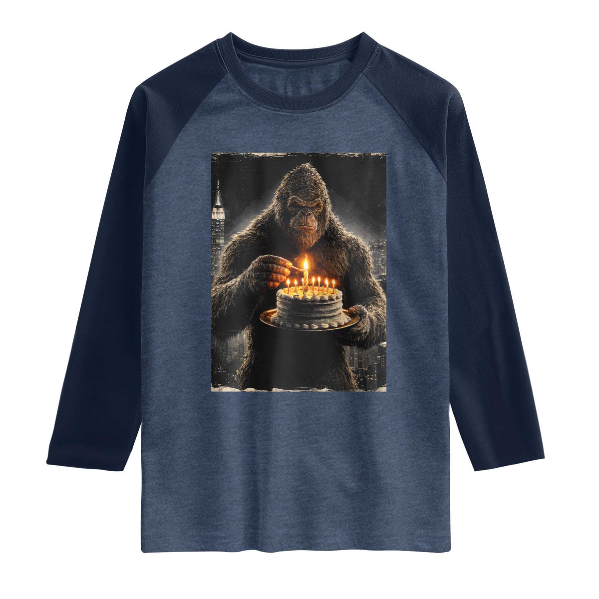 Funny Birthday Bigfoot Raglan Shirt Sasquatsch Bday Party Vintage Graphic Japanese Art