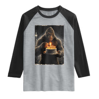 Funny Birthday Bigfoot Raglan Shirt Sasquatsch Bday Party Vintage Graphic Japanese Art