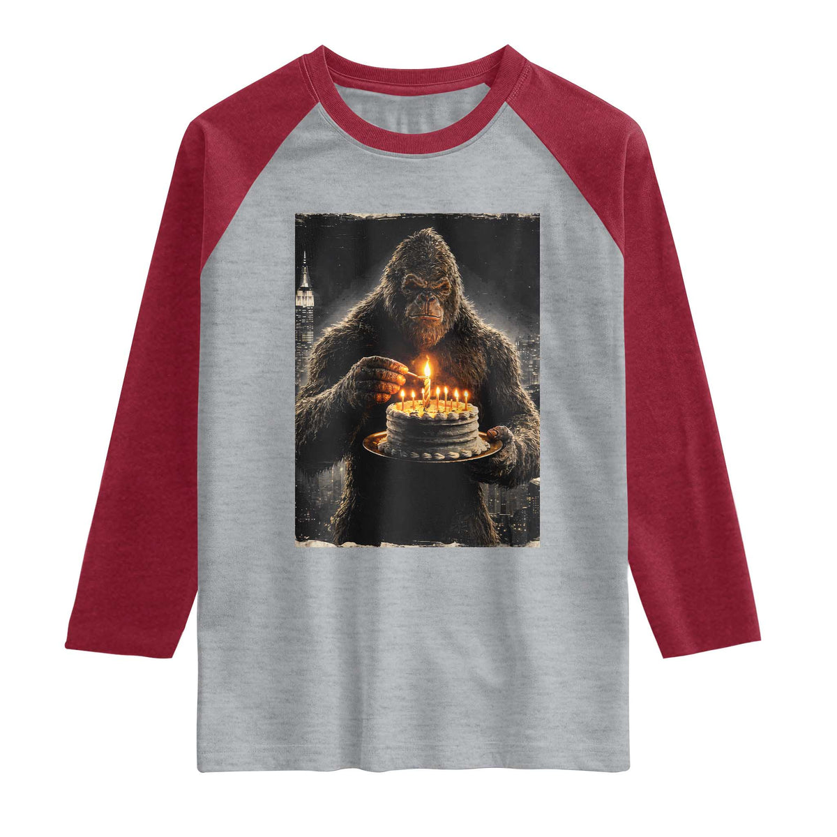 Funny Birthday Bigfoot Raglan Shirt Sasquatsch Bday Party Vintage Graphic Japanese Art