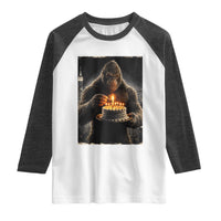 Funny Birthday Bigfoot Raglan Shirt Sasquatsch Bday Party Vintage Graphic Japanese Art