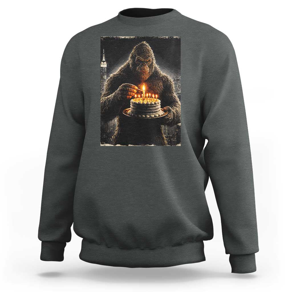 Funny Birthday Bigfoot Sweatshirt Sasquatsch Bday Party Vintage Graphic Japanese Art