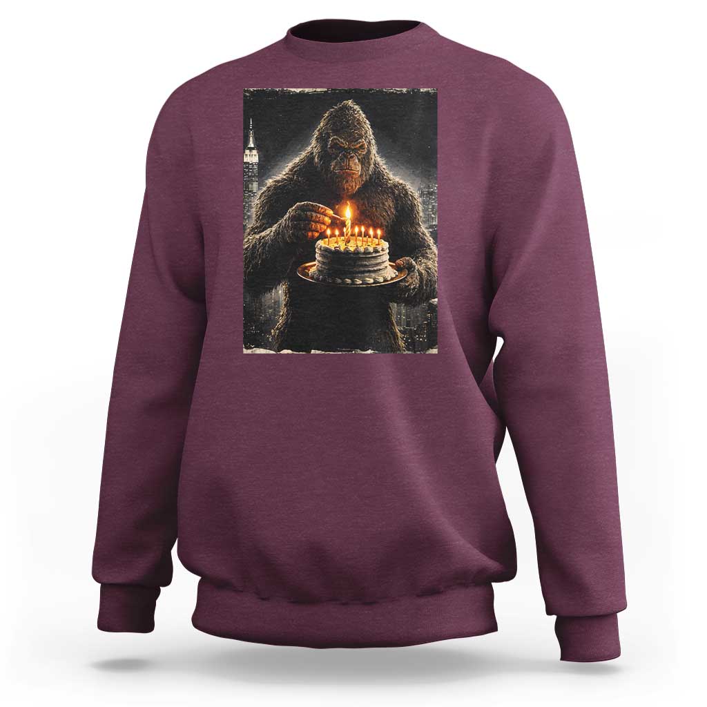 Funny Birthday Bigfoot Sweatshirt Sasquatsch Bday Party Vintage Graphic Japanese Art