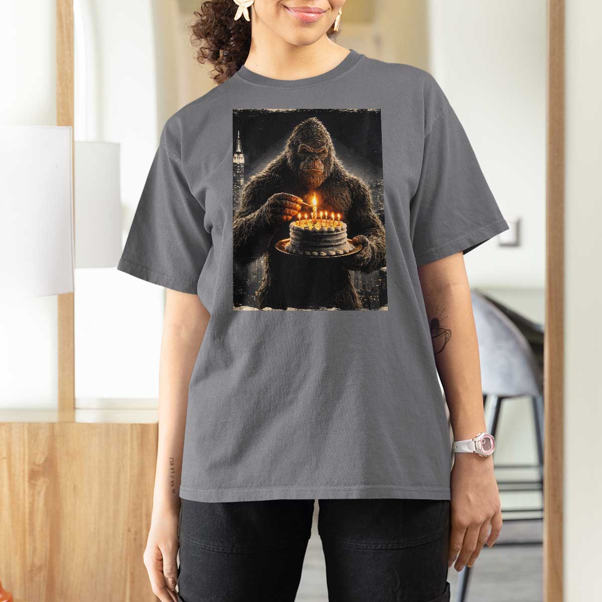 Funny Birthday Bigfoot T Shirt For Women Sasquatsch Bday Party Vintage Graphic Japanese Art