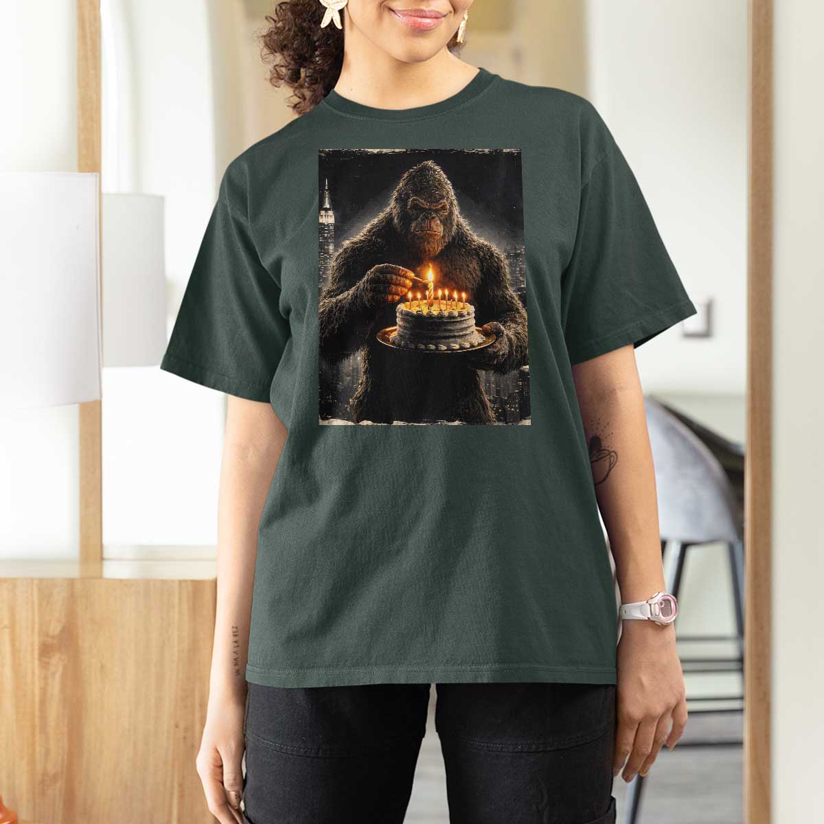 Funny Birthday Bigfoot T Shirt For Women Sasquatsch Bday Party Vintage Graphic Japanese Art