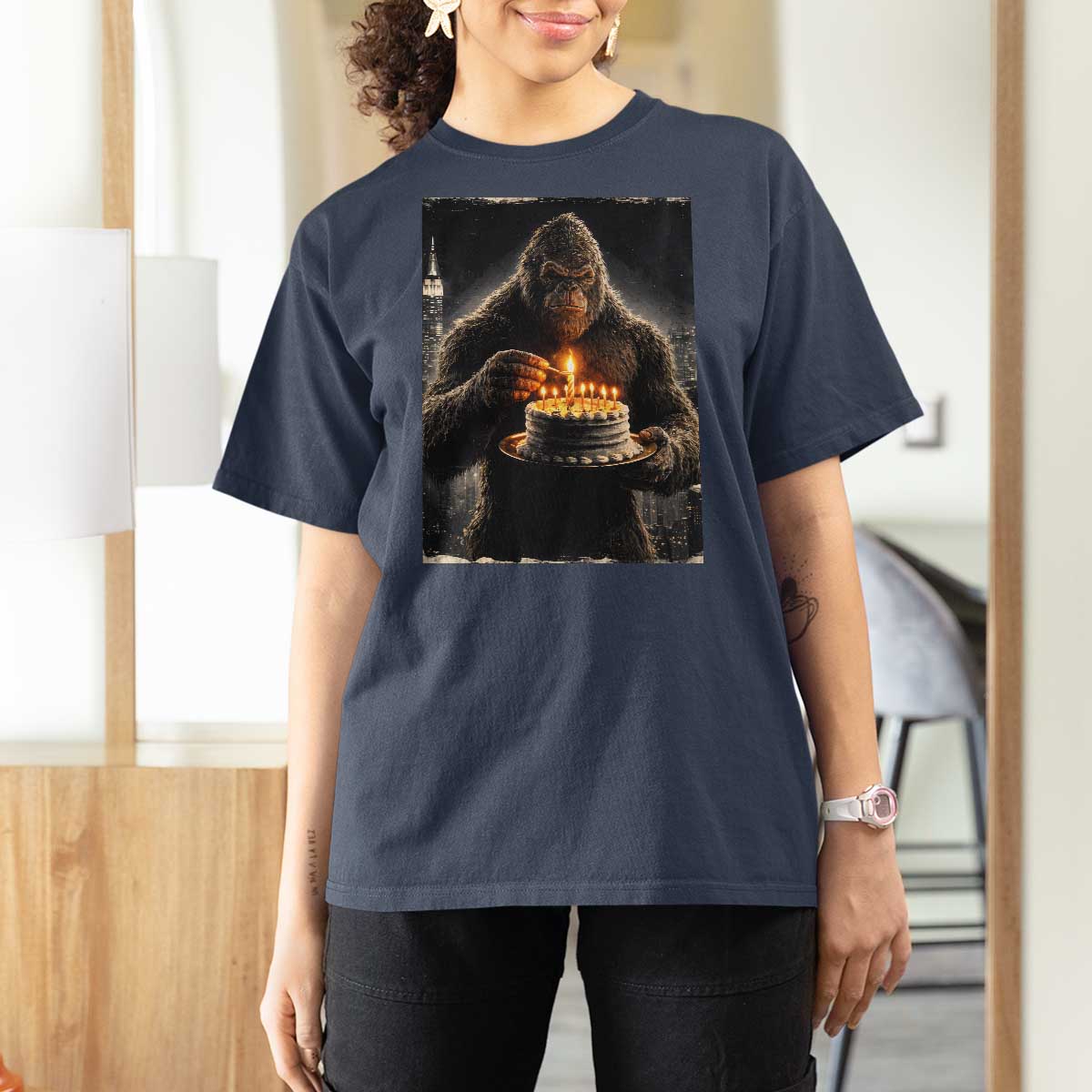 Funny Birthday Bigfoot T Shirt For Women Sasquatsch Bday Party Vintage Graphic Japanese Art