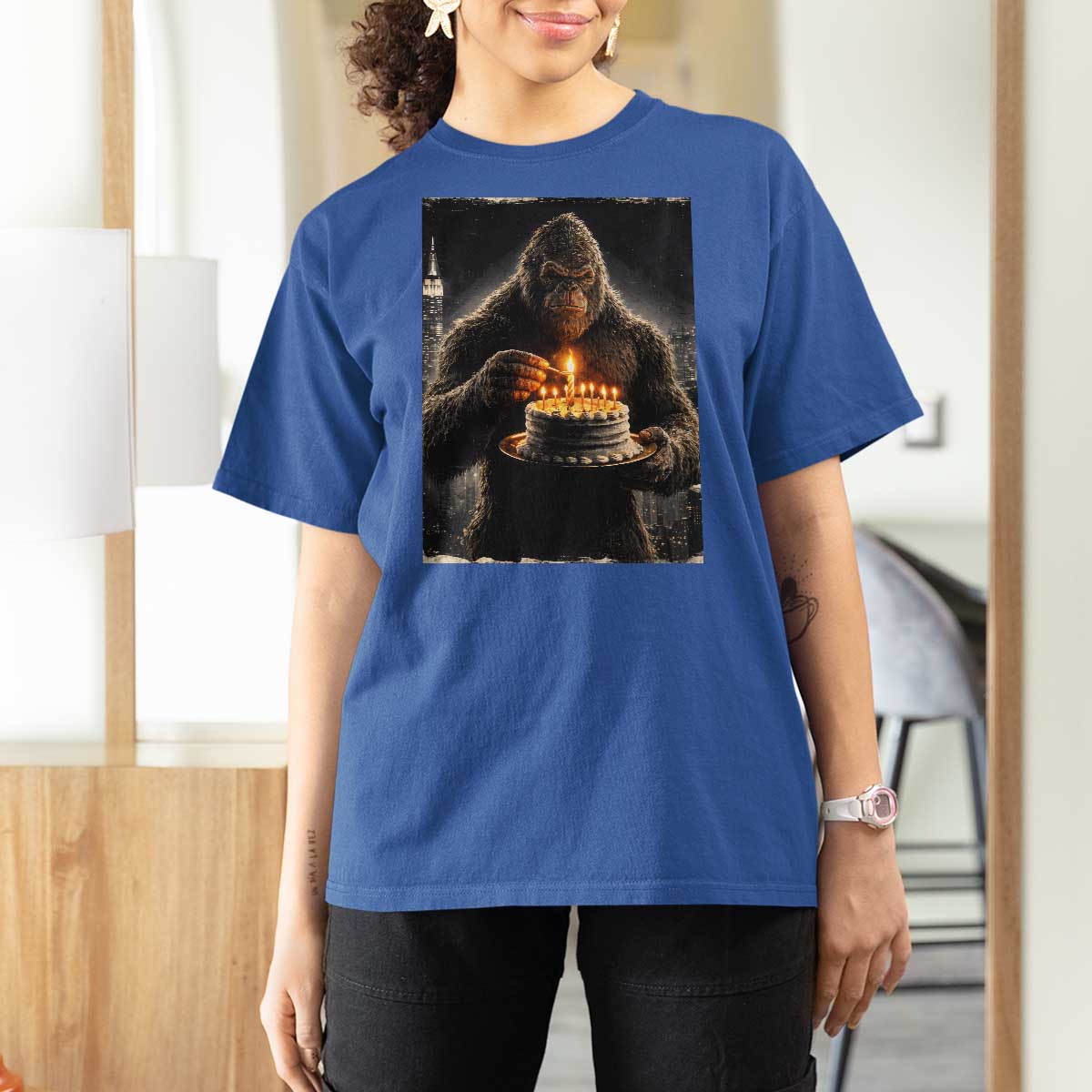 Funny Birthday Bigfoot T Shirt For Women Sasquatsch Bday Party Vintage Graphic Japanese Art