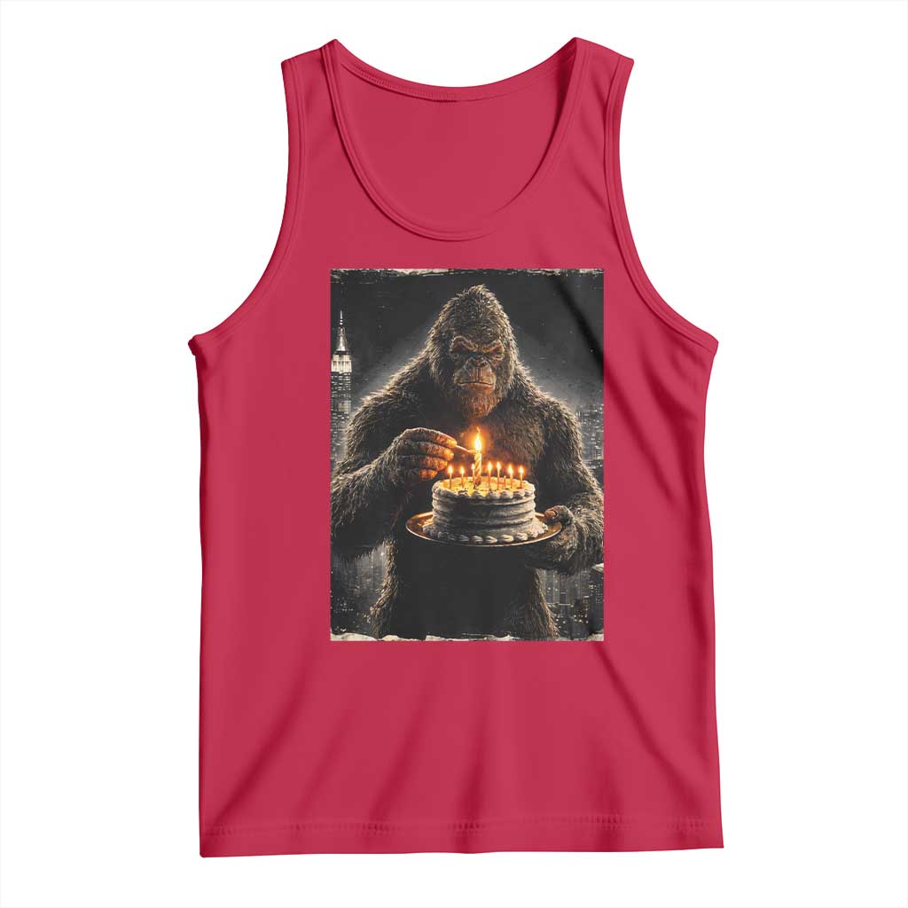 Funny Birthday Bigfoot Tank Top Sasquatsch Bday Party Vintage Graphic Japanese Art