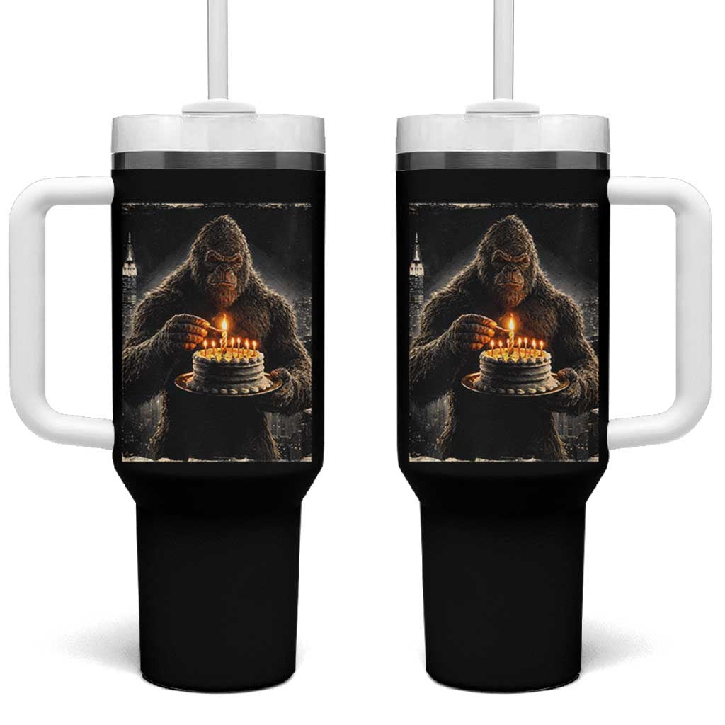 Funny Birthday Bigfoot Tumbler With Handle Sasquatsch Bday Party Vintage Graphic Japanese Art