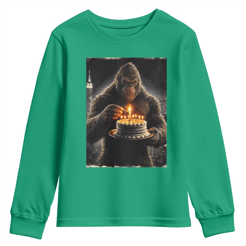 Funny Birthday Bigfoot Youth Sweatshirt Sasquatsch Bday Party Vintage Graphic Japanese Art