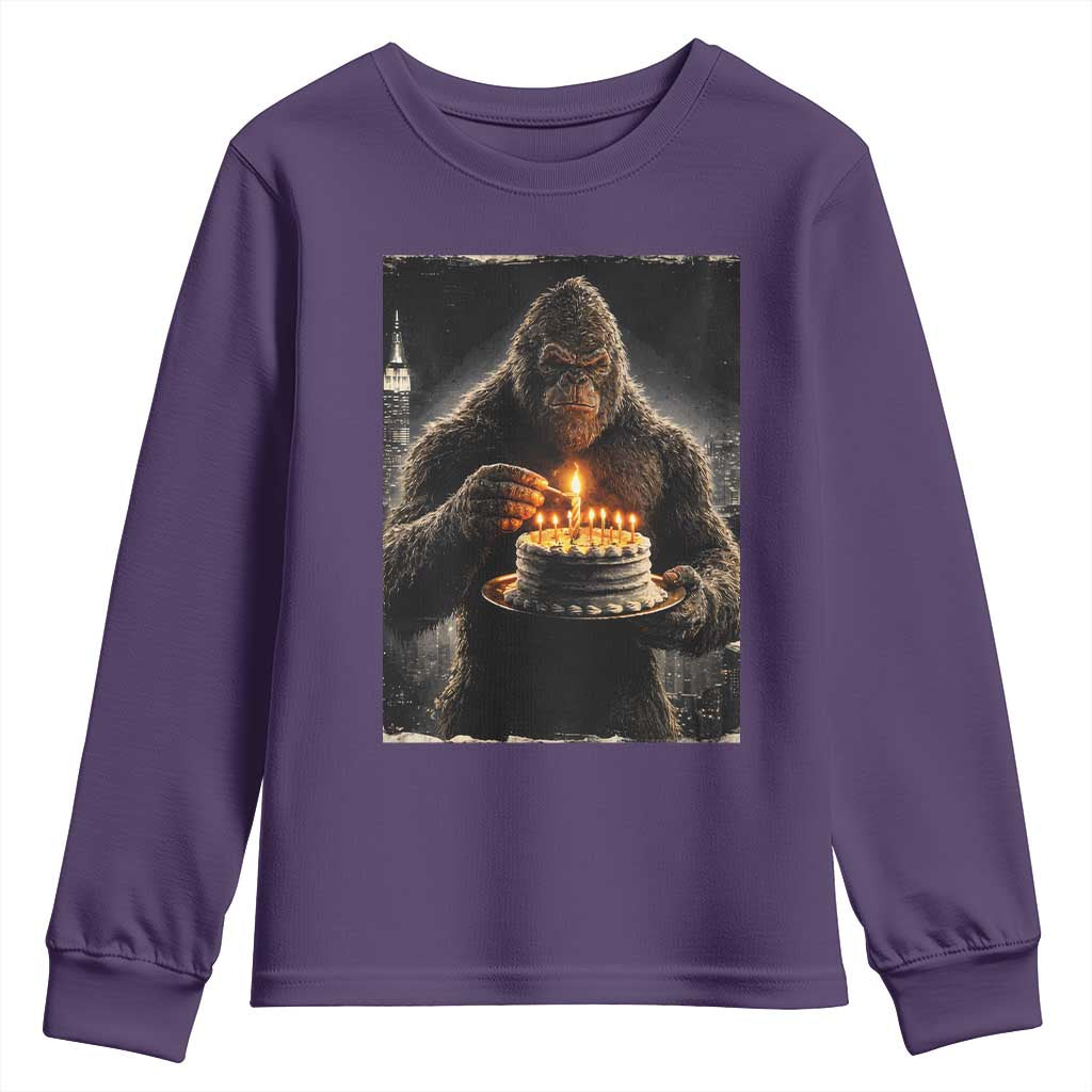 Funny Birthday Bigfoot Youth Sweatshirt Sasquatsch Bday Party Vintage Graphic Japanese Art