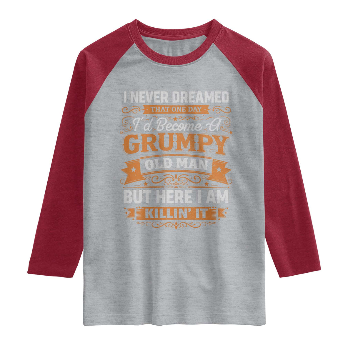 Funny Man Saying Raglan Shirt Become A Grumpy Old Man Grandpa Dad