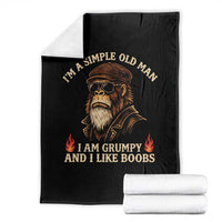 Funny Man Saying Throw Blanket Im A Simple Old Man I Am Grumpy And Like Boobs Bigfoot Gag Gift