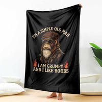 Funny Man Saying Throw Blanket Im A Simple Old Man I Am Grumpy And Like Boobs Bigfoot Gag Gift