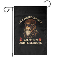 Funny Man Saying Garden Flag Im A Simple Old Man I Am Grumpy And Like Boobs Bigfoot Gag Gift