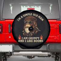 Funny Man Saying Spare Tire Cover Im A Simple Old Man I Am Grumpy And Like Boobs Bigfoot Gag Gift