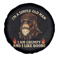 Funny Man Saying Spare Tire Cover Im A Simple Old Man I Am Grumpy And Like Boobs Bigfoot Gag Gift