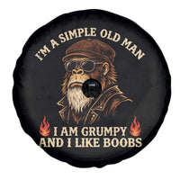 Funny Man Saying Spare Tire Cover Im A Simple Old Man I Am Grumpy And Like Boobs Bigfoot Gag Gift