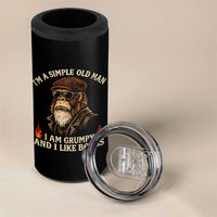 Funny Man Saying 4 in 1 Can Cooler Tumbler Im A Simple Old Man I Am Grumpy And Like Boobs Bigfoot Gag Gift