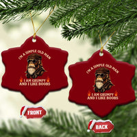 Funny Man Saying Ceramic Ornament Im A Simple Old Man I Am Grumpy And Like Boobs Bigfoot Gag Gift