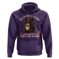 Funny Man Saying Hoodie Im A Simple Old Man I Am Grumpy And Like Boobs Bigfoot Gag Gift