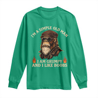Funny Man Saying Long Sleeve Shirt Im A Simple Old Man I Am Grumpy And Like Boobs Bigfoot Gag Gift