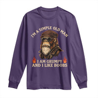 Funny Man Saying Long Sleeve Shirt Im A Simple Old Man I Am Grumpy And Like Boobs Bigfoot Gag Gift