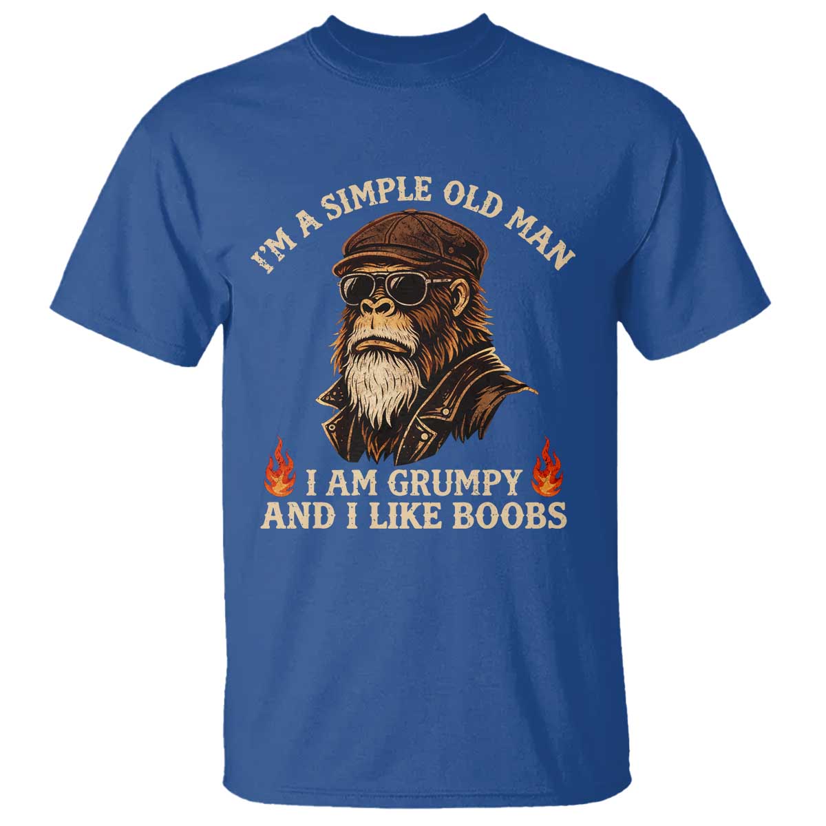 Funny Man Saying T Shirt Im A Simple Old Man I Am Grumpy And Like Boobs Bigfoot Gag Gift