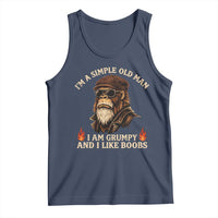 Funny Man Saying Tank Top Im A Simple Old Man I Am Grumpy And Like Boobs Bigfoot Gag Gift