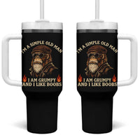 Funny Man Saying Tumbler With Handle Im A Simple Old Man I Am Grumpy And Like Boobs Bigfoot Gag Gift