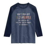 Dont Piss Off Old People Raglan Shirt Funny Saying Retro Sarcastic Birthday Gifts