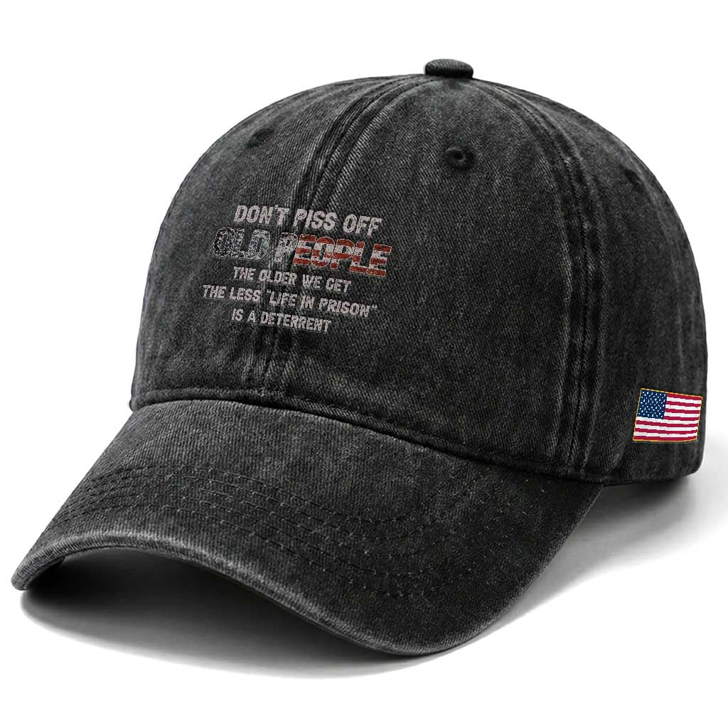 Dont Piss Off Old People Washed Cotton Baseball Cap Funny Saying Retro Sarcastic Birthday Gifts