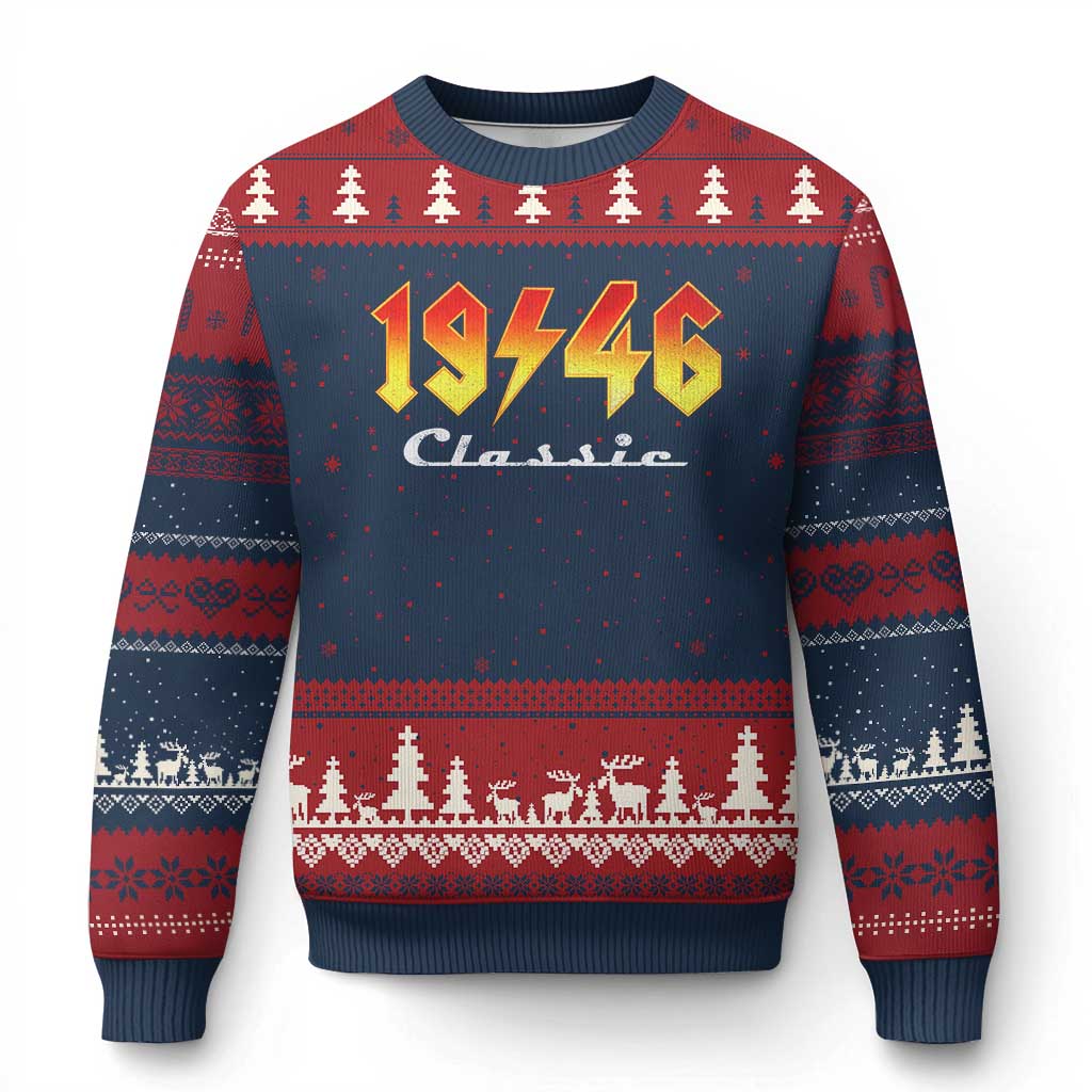 80th Birthday Ugly Christmas Sweater Classic Born 1946 Turning 80 Year Old