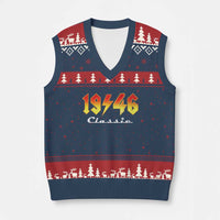 80th Birthday V-Neck Knit Sweater Vest Classic Born 1946 Turning 80 Year Old
