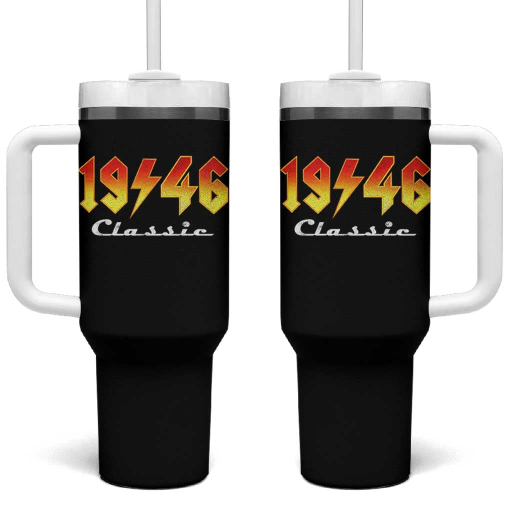 80th Birthday Tumbler With Handle Classic Born 1946 Turning 80 Year Old