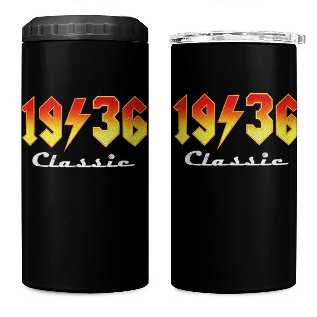 90th Birthday 4 in 1 Can Cooler Tumbler Classic Born 1936 Turning 90 Year Old