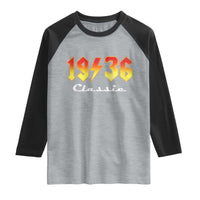 90th Birthday Raglan Shirt Classic Born 1936 Turning 90 Year Old