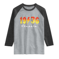 90th Birthday Raglan Shirt Classic Born 1936 Turning 90 Year Old