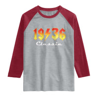 90th Birthday Raglan Shirt Classic Born 1936 Turning 90 Year Old