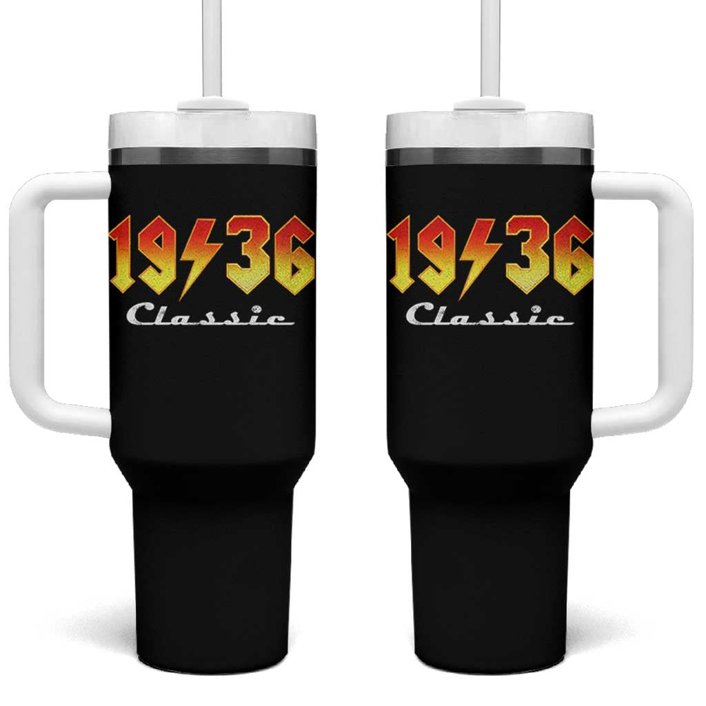 90th Birthday Tumbler With Handle Classic Born 1936 Turning 90 Year Old