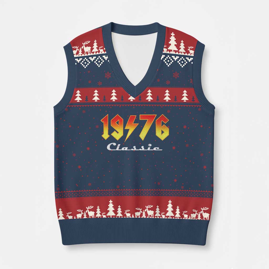 50th Birthday V-Neck Knit Sweater Vest Classic Born 1976 Turning 50 Year Old