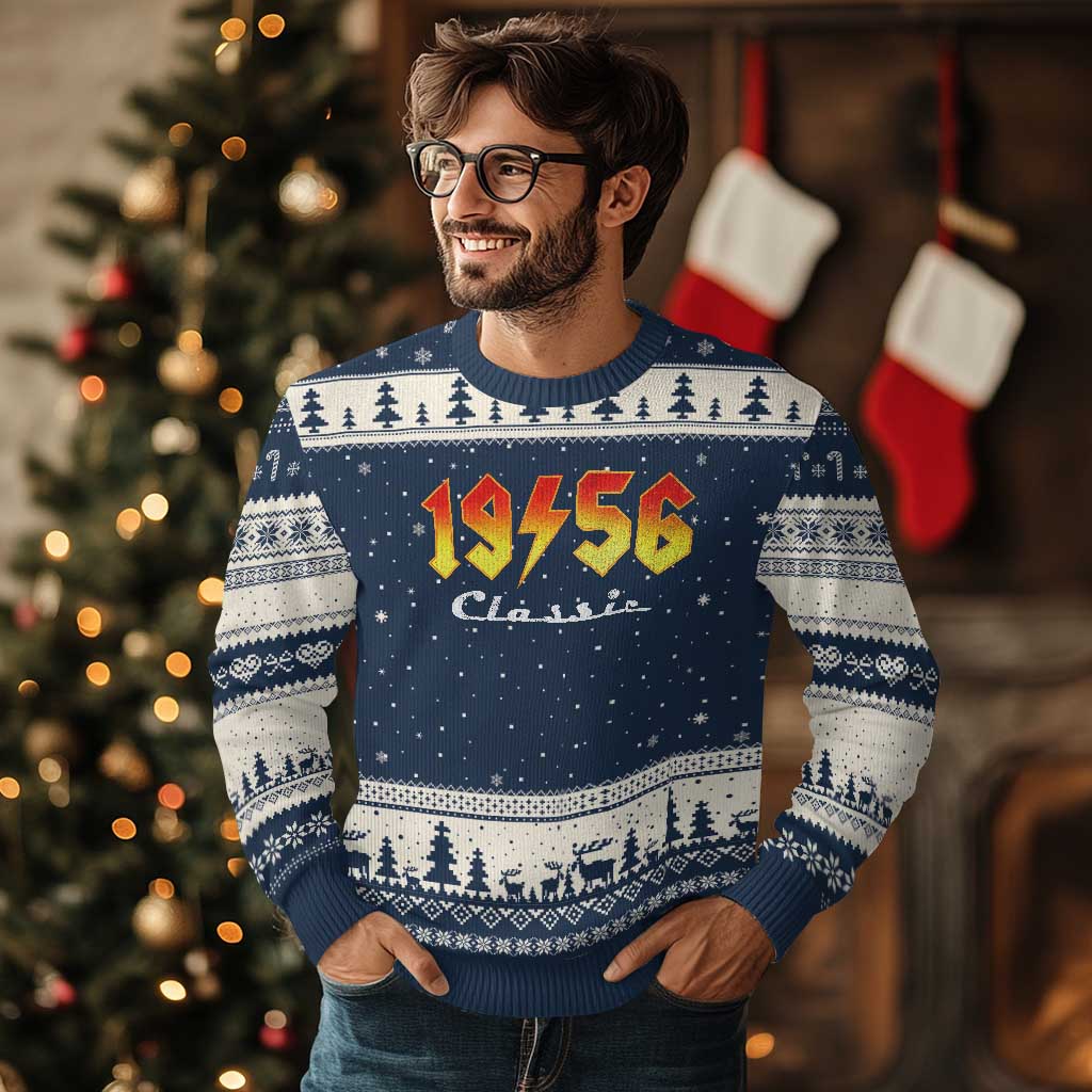 70th Birthday Ugly Christmas Sweater Classic Born 1956 Turning 70 Year Old
