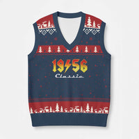 70th Birthday V-Neck Knit Sweater Vest Classic Born 1956 Turning 70 Year Old