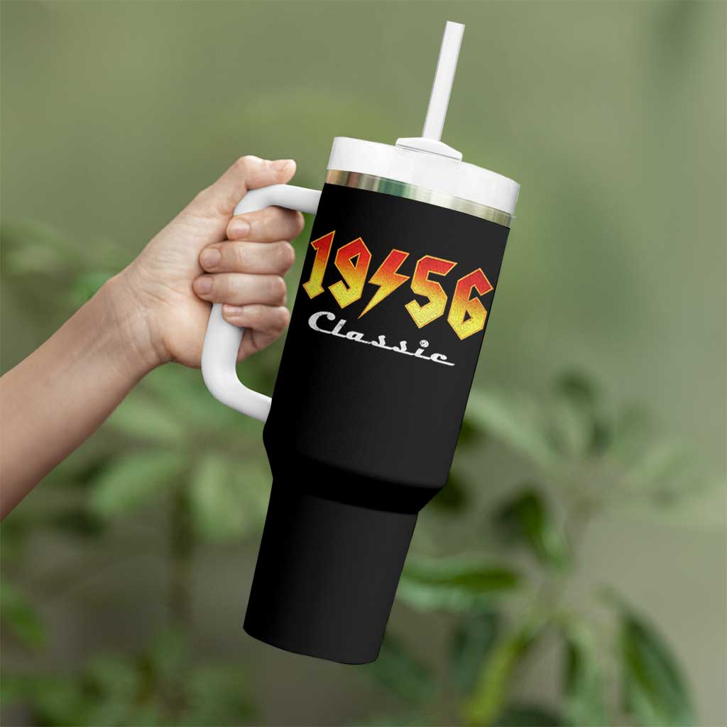 70th Birthday Tumbler With Handle Classic Born 1956 Turning 70 Year Old
