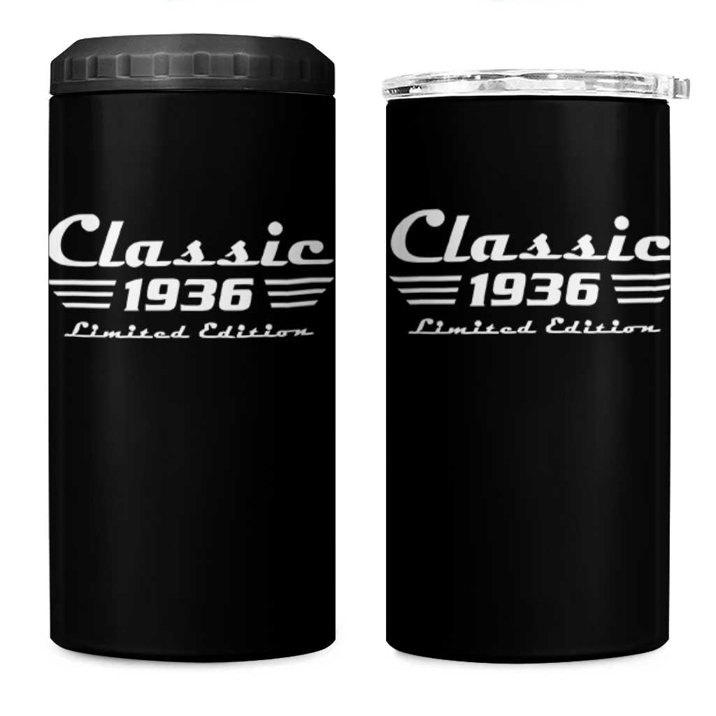 Classic 1936 Birthday 4 in 1 Can Cooler Tumbler 90yr 90th Birthday Gift