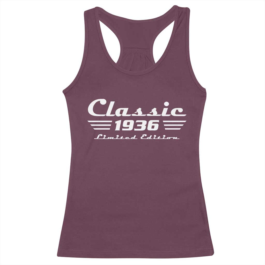 Classic 1936 Birthday Racerback Tank Top 90yr 90th Birthday Gift