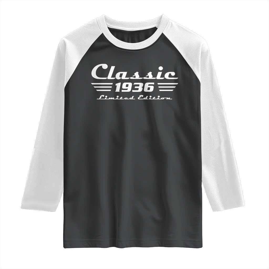 Classic 1936 Birthday Raglan Shirt 90yr 90th Birthday Gift