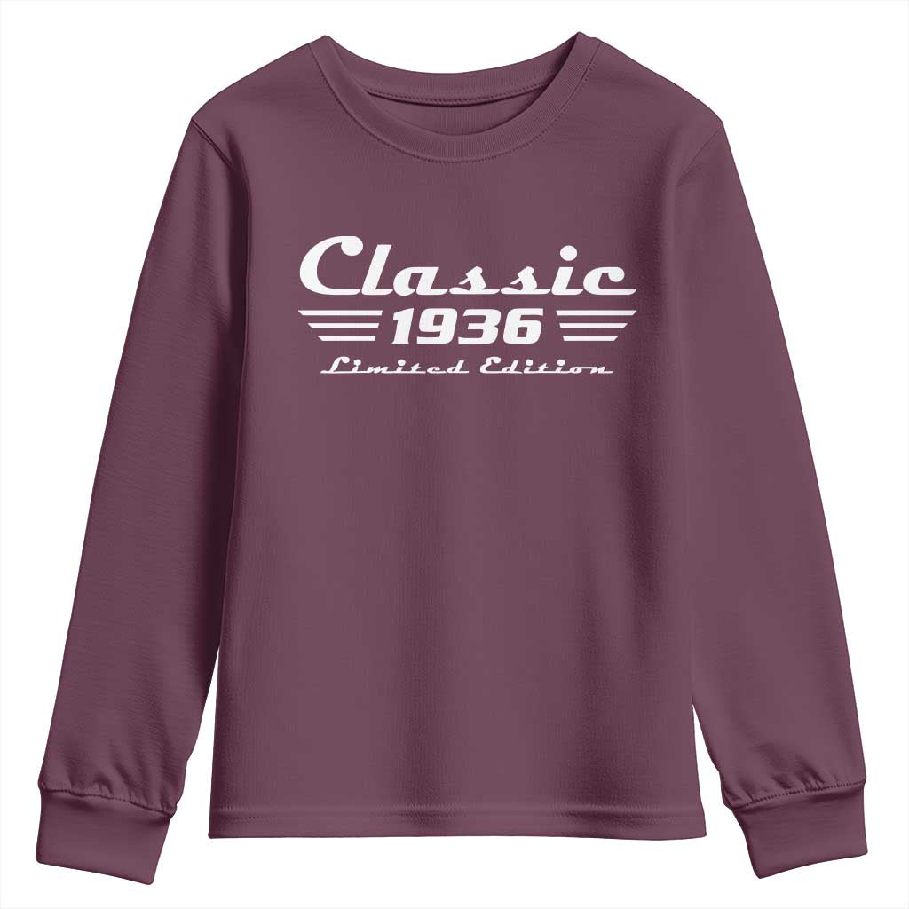 Classic 1936 Birthday Youth Sweatshirt 90yr 90th Birthday Gift