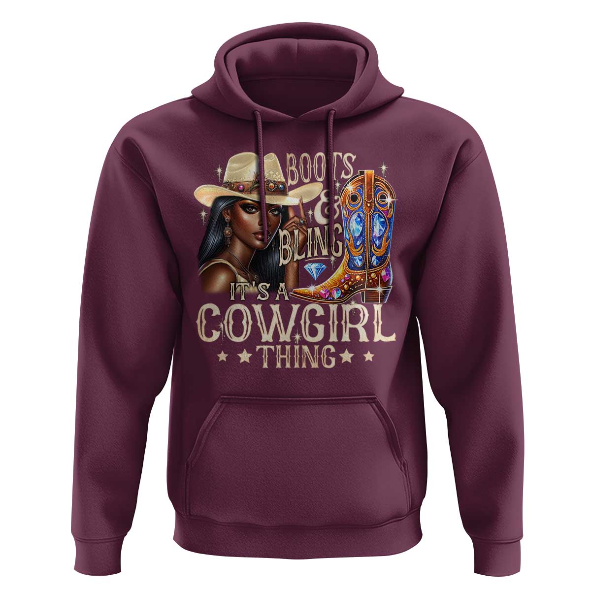 Cowgirl Hoodie Boots & Bling Its A Cowgirl Thing Melanin Rodeo